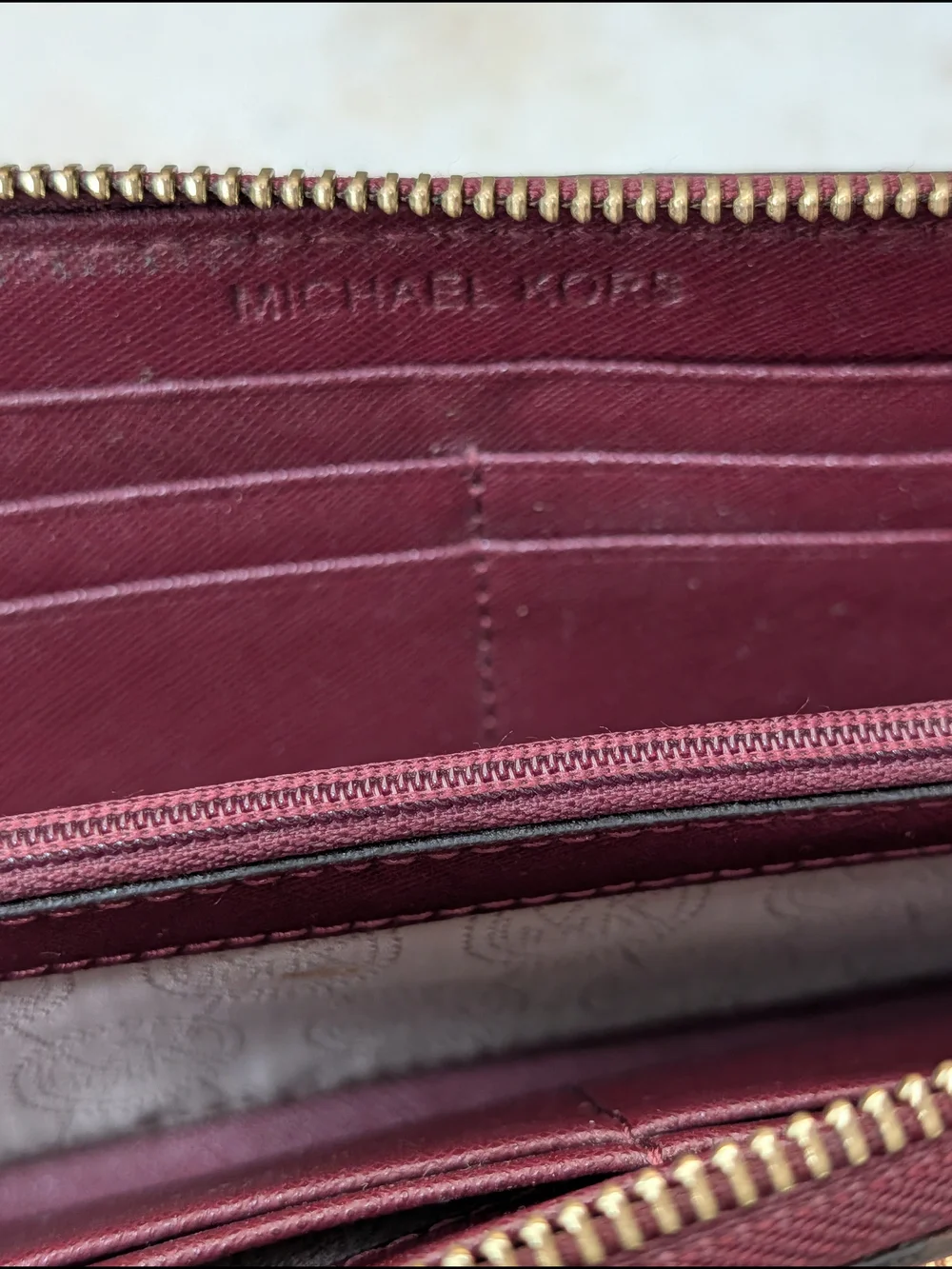 Michael Kors Burgundy Zip Around Wallet GUC